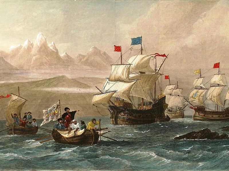 1817-Oswald Walters Brierly - Scoperta dello Stretto di Magellano nel 1520
